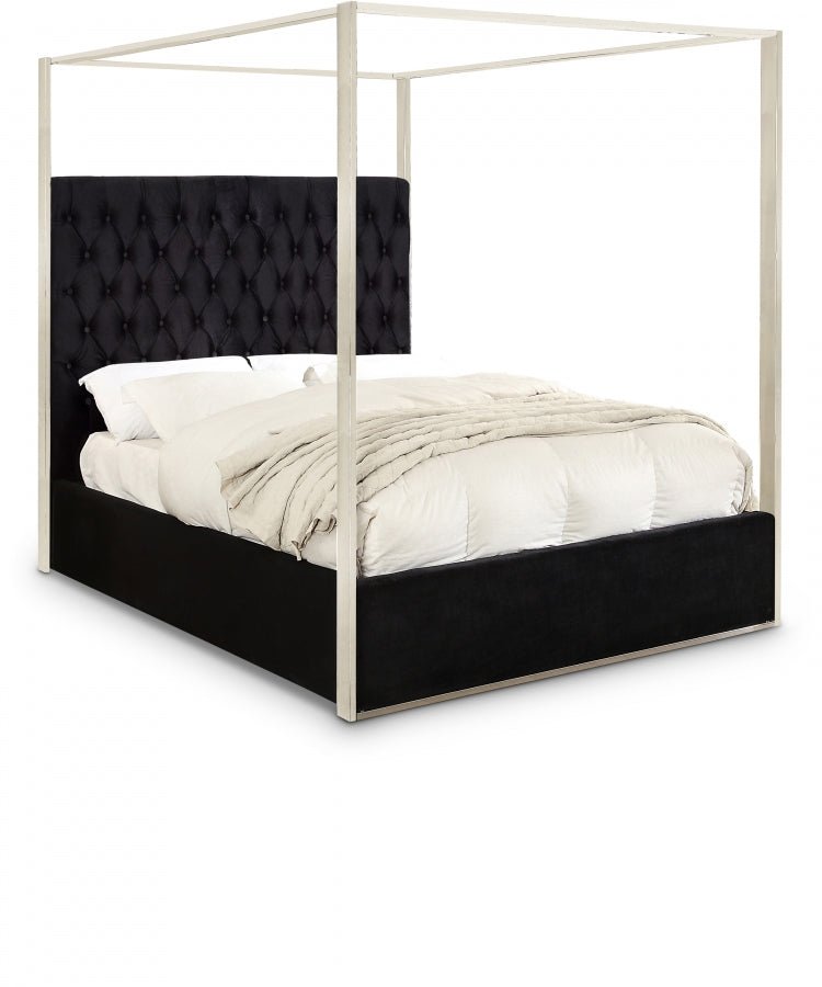 Porter Velvet Queen Bed Black - Gate FurnitureQueen Bed