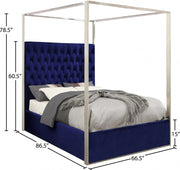Porter Velvet Queen Bed Blue - Gate FurnitureQueen Bed