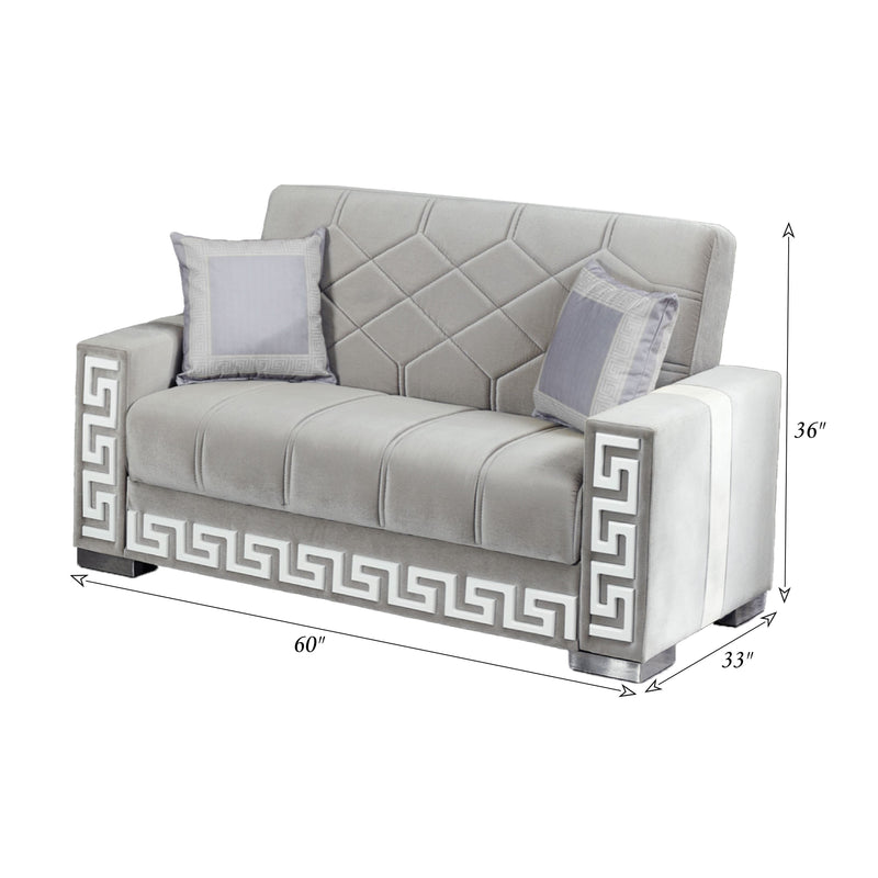 Queens 60 in. Convertible Sleeper Loveseat in Gray with Storage - Gate FurnitureLoveseat