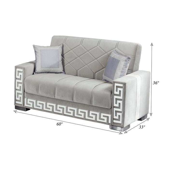 Queens 60 in. Convertible Sleeper Loveseat in Gray with Storage - LS-QUEENS-2022 - Gate Furniture