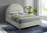 Rainbow Velvet King Bed Cream - Gate FurnitureKing Bed
