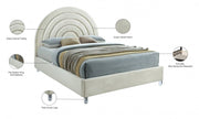 Rainbow Velvet King Bed Cream - Gate FurnitureKing Bed