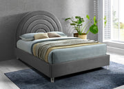 Rainbow Velvet King Bed Grey - Gate FurnitureKing Bed