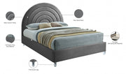 Rainbow Velvet King Bed Grey - Gate FurnitureKing Bed