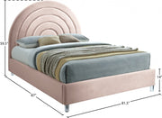 Rainbow Velvet King Bed Pink - Gate FurnitureKing Bed