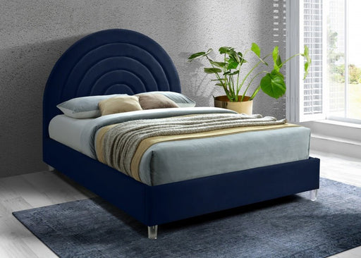 Rainbow Velvet Queen Bed Blue - Gate FurnitureQueen Bed