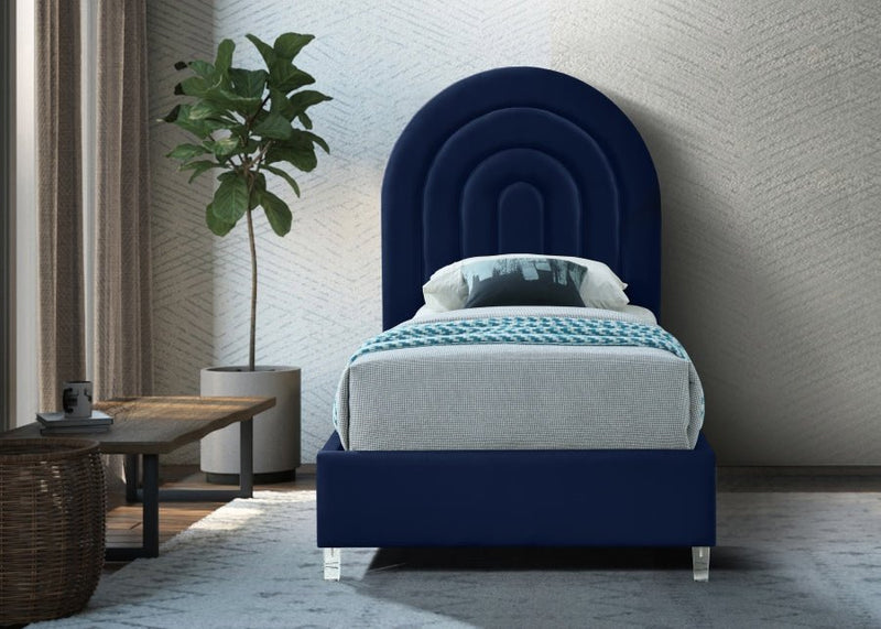 Rainbow Velvet Twin Bed Blue - Gate FurnitureTwin Bed