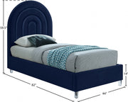Rainbow Velvet Twin Bed Blue - Gate FurnitureTwin Bed