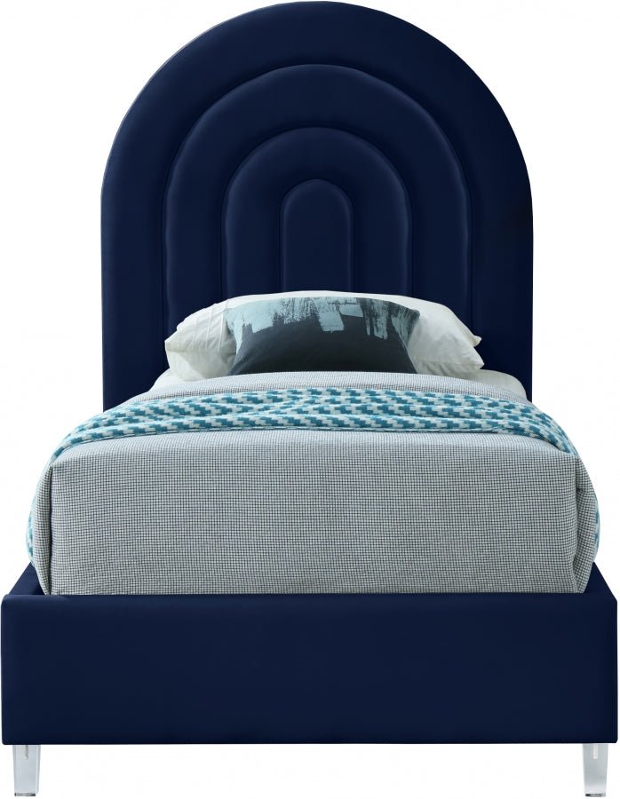 Rainbow Velvet Twin Bed Blue - Gate FurnitureTwin Bed