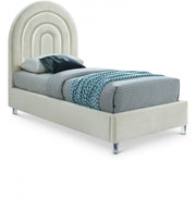 Rainbow Velvet Twin Bed Cream - Gate FurnitureTwin Bed