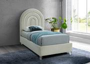 Rainbow Velvet Twin Bed Cream - Gate FurnitureTwin Bed