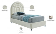 Rainbow Velvet Twin Bed Cream - Gate FurnitureTwin Bed