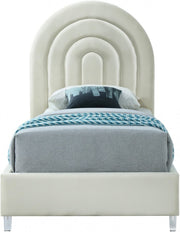 Rainbow Velvet Twin Bed Cream - Gate FurnitureTwin Bed