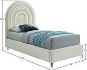 Rainbow Velvet Twin Bed Cream - Gate FurnitureTwin Bed