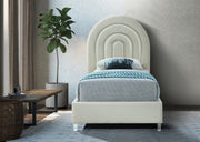 Rainbow Velvet Twin Bed Cream - Gate FurnitureTwin Bed