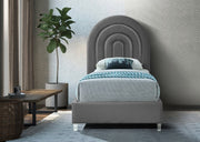 Rainbow Velvet Twin Bed Grey - Gate FurnitureTwin Bed