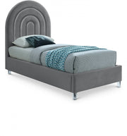 Rainbow Velvet Twin Bed Grey - Gate FurnitureTwin Bed