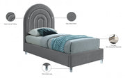 Rainbow Velvet Twin Bed Grey - Gate FurnitureTwin Bed