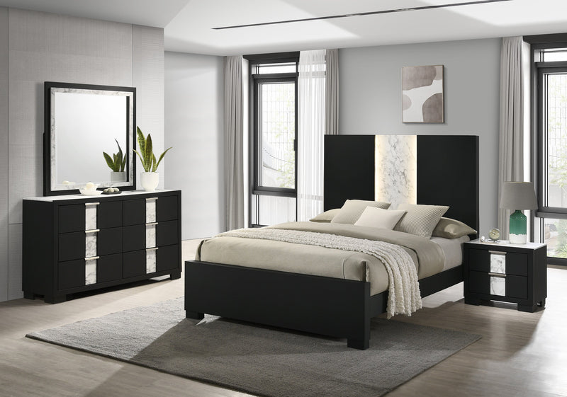 Rangley Black LED Panel Bedroom Set - Gate FurnitureBedroom Set