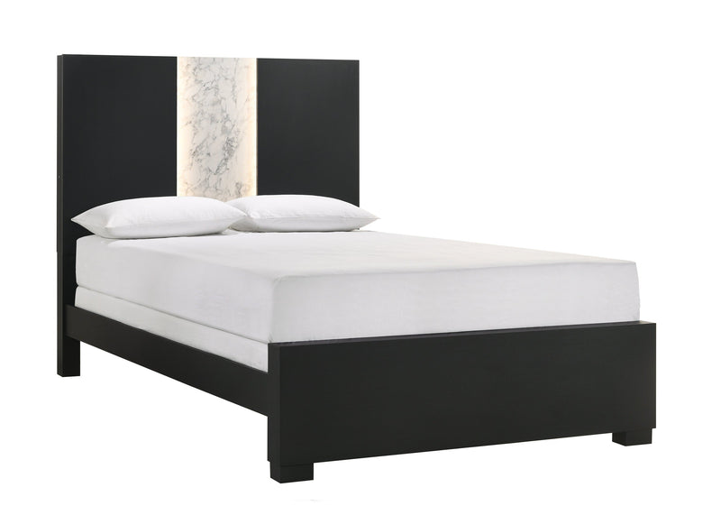 Rangley Black Queen LED Panel Bed - Gate FurnitureQueen Bed