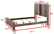 Rangley Brown Queen LED Panel Bed - Gate FurnitureQueen Bed