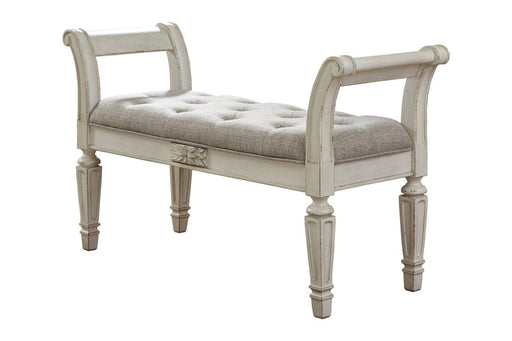 Realyn Antique White Accent Bench - Gate FurnitureAccent Bench