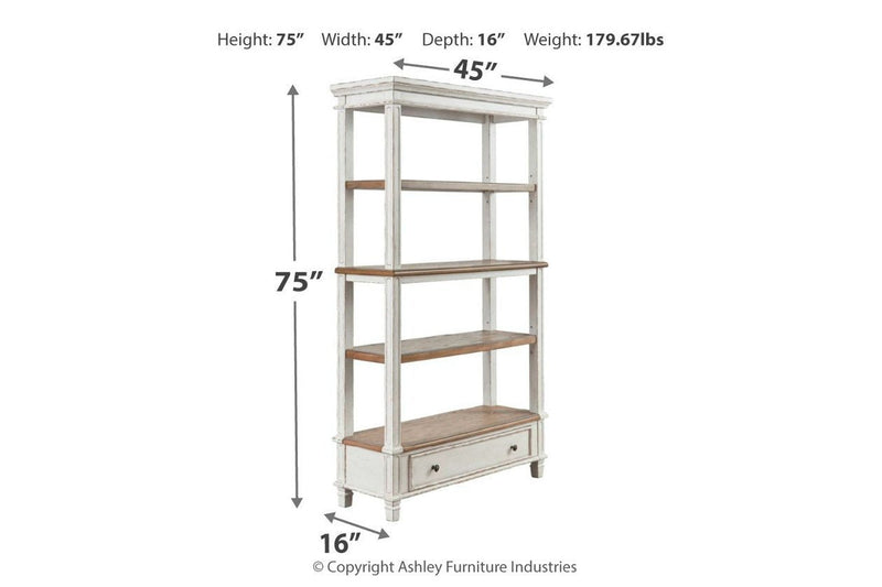 Realyn Brown/White 75" Bookcase - Gate FurnitureBookcases