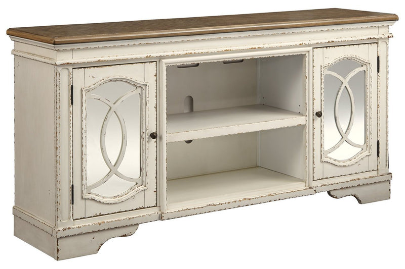 Realyn Chipped White 74" TV Stand - Gate FurnitureTV Stand
