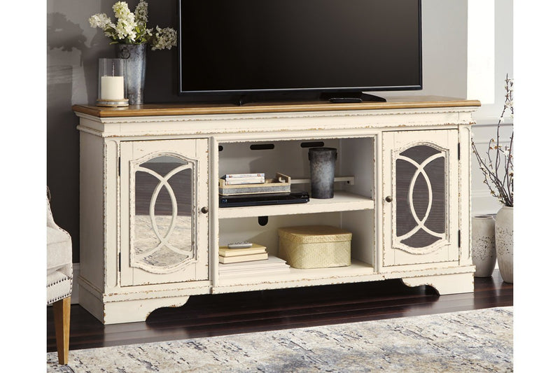Realyn Chipped White 74" TV Stand - Gate FurnitureTV Stand