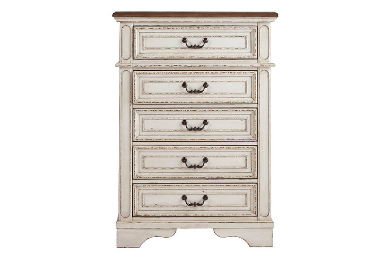 Realyn Chipped White Chest of Drawers - Gate FurnitureChest