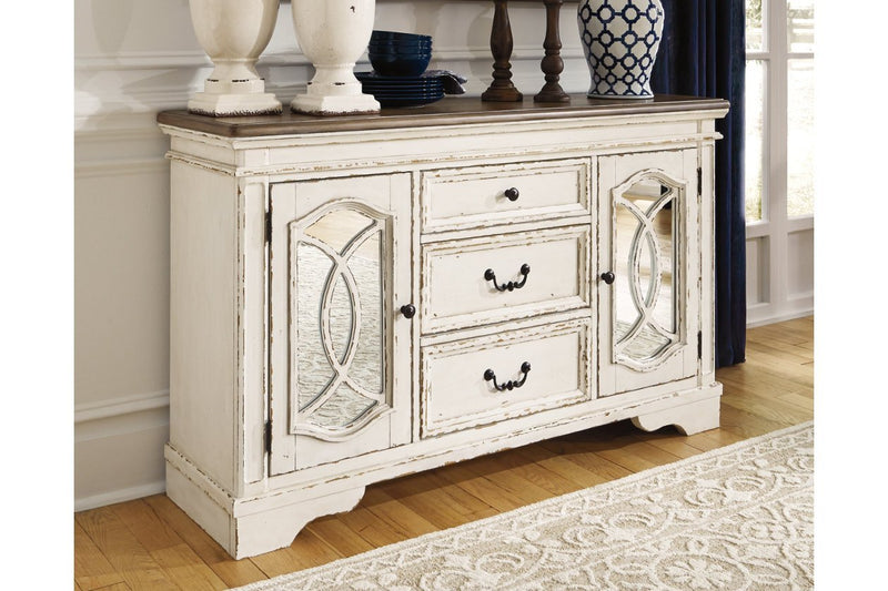 Realyn Chipped White Dining Server - Gate FurnitureCabinet