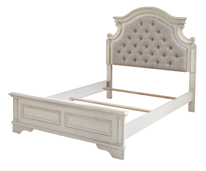 Realyn Chipped White Full Upholstered Bed - Gate FurnitureFull Bed