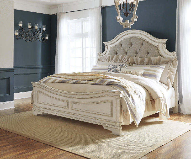 Realyn Chipped White King Panel Bed - Gate FurnitureKing Bed