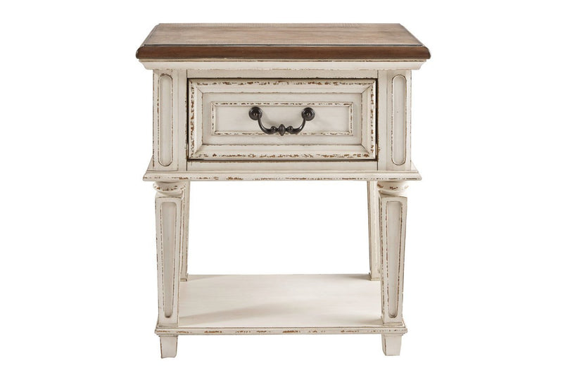 Realyn Chipped White Nightstand - Gate FurnitureNightstand