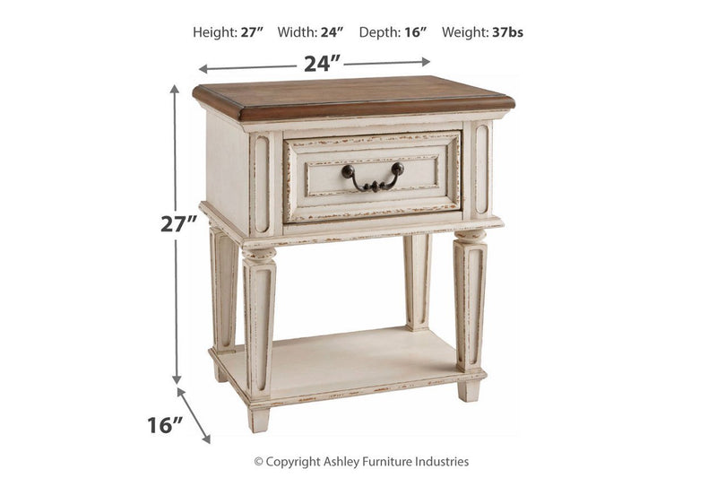 Realyn Chipped White Nightstand - Gate FurnitureNightstand