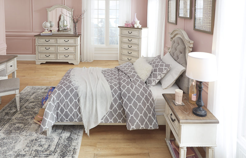 Realyn Chipped White Twin Upholstered Bed - Gate FurnitureTwin Bed