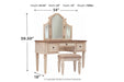 Realyn Two-tone Vanity and Mirror with Stool - B743-22 - Gate Furniture