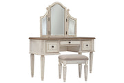 Realyn Two - tone Vanity and Mirror with Stool - Gate FurnitureVanity