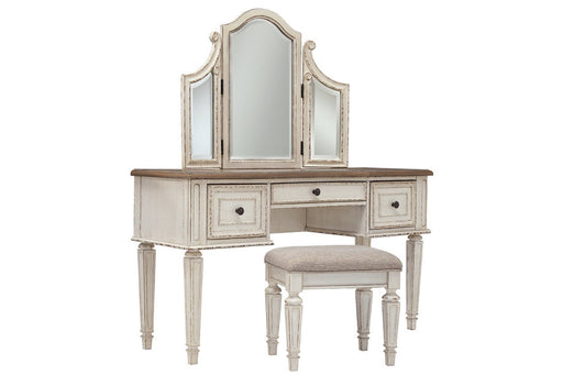 Realyn Two - tone Vanity and Mirror with Stool - Gate FurnitureVanity