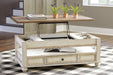 Realyn White/Brown Coffee Table with Lift Top - T523-9 - Gate Furniture
