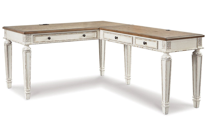 Realyn White/Brown 2 - Piece Home Office Desk - Gate FurnitureOffice Desk