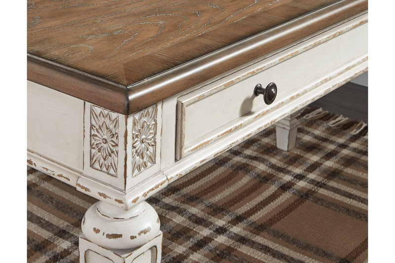 Realyn White/Brown 2 - Piece Home Office Desk - Gate FurnitureOffice Desk