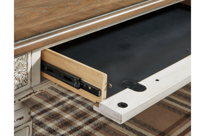 Realyn White/Brown 2 - Piece Home Office Desk - Gate FurnitureOffice Desk