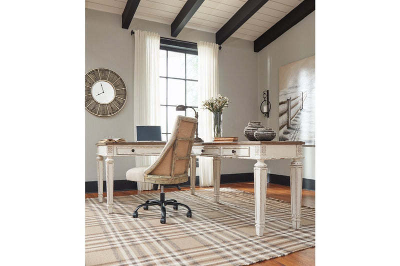 Realyn White/Brown 2 - Piece Home Office Lift Top Desk - Gate FurnitureOffice Desk