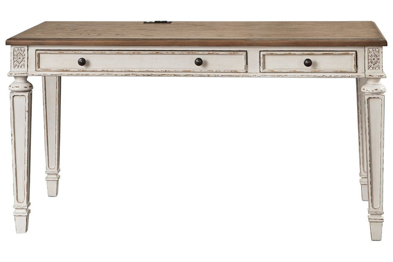 Realyn White/Brown 60" Home Office Desk - Gate FurnitureOffice Desks