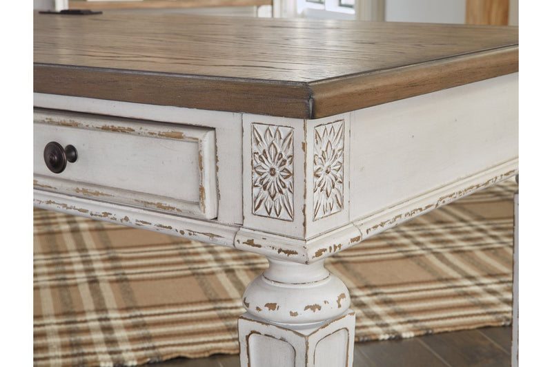 Realyn White/Brown 60" Home Office Desk - Gate FurnitureOffice Desks