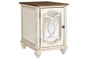 Realyn White/Brown Chairside End Table - Gate FurnitureEnd Table Chair Side