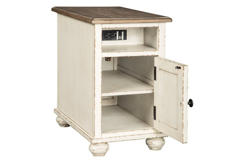 Realyn White/Brown Chairside End Table - Gate FurnitureEnd Table Chair Side