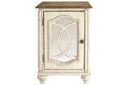 Realyn White/Brown Chairside End Table - Gate FurnitureEnd Table Chair Side
