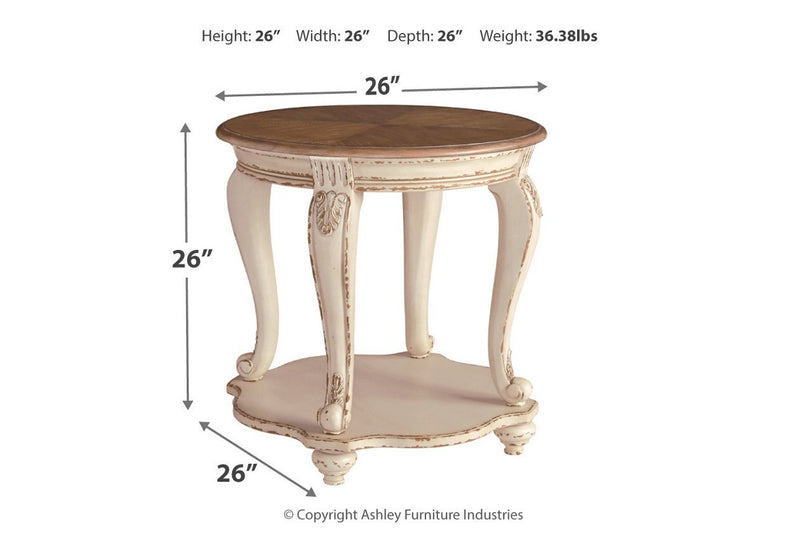 Realyn White/Brown End Table - Gate FurnitureEnd Table